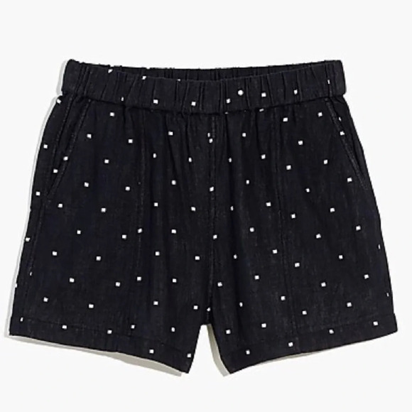 ✨NWT Madewell Black Jacquard Easy Pull On Elastic Waist Shorts Square Spot Small - Picture 11 of 11